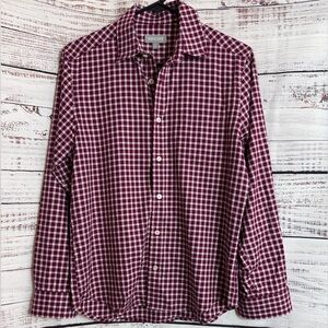 Ash & Erie Shirt Mens Size Small Slim plaid Cotton And Wool Blend Button Up